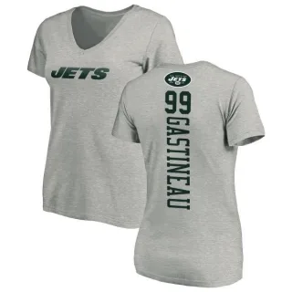 Mark Gastineau Women's New York Jets Backer V-Neck T-Shirt - Ash