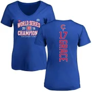 Mark Grace Women's Chicago Cubs 2016 World Series Champions Back Name & Number V-Neck T-Shirt - Royal