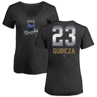 Mark Gubicza Women's Kansas City Royals Midnight Mascot V-Neck T-Shirt - Black