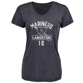 Mark Langston Women's Seattle Mariners Base Runner Tri-Blend T-Shirt - Navy