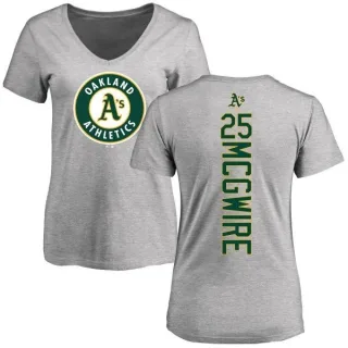 Mark McGwire Women's Oakland Athletics Backer Slim Fit T-Shirt - Ash