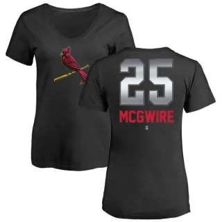 Mark McGwire Women's St. Louis Cardinals Midnight Mascot V-Neck T-Shirt - Black