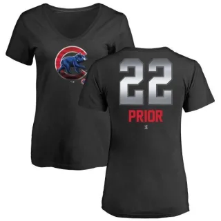 Mark Prior Women's Chicago Cubs Midnight Mascot V-Neck T-Shirt - Black