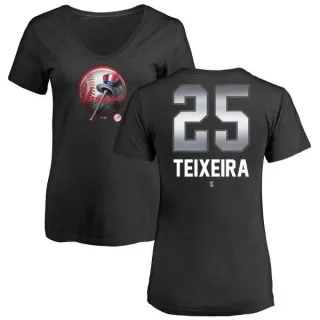 Mark Teixeira Women's New York Yankees Midnight Mascot V-Neck T-Shirt - Black