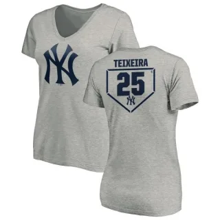 Mark Teixeira Women's New York Yankees RBI Slim Fit V-Neck T-Shirt - Heathered Gray