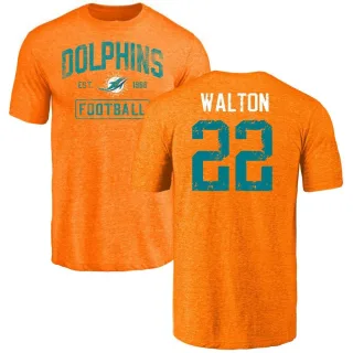 Mark Walton Miami Dolphins Orange Distressed Name & Number Tri-Blend T-Shirt