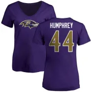 Marlon Humphrey Women's Baltimore Ravens Name & Number Logo V-Neck T-Shirt - Purple