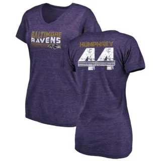 Marlon Humphrey Women's Baltimore Ravens Retro Tri-Blend V-Neck T-Shirt - Purple