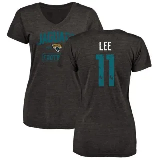 Marqise Lee Women's Jacksonville Jaguars Black Distressed Name & Number Tri-Blend V-Neck T-Shirt