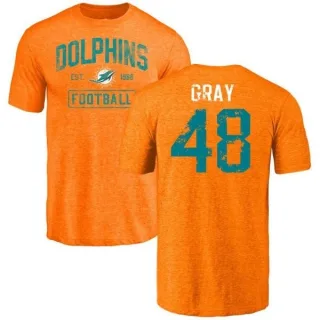 MarQueis Gray Miami Dolphins Orange Distressed Name & Number Tri-Blend T-Shirt