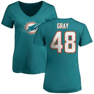 MarQueis Gray Women's Miami Dolphins Name & Number Logo Slim Fit T-Shirt - Aqua