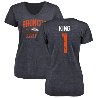 Marquette King Women's Denver Broncos Navy Distressed Name & Number Tri-Blend V-Neck T-Shirt