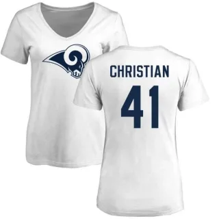 Marqui Christian Women's Los Angeles Rams Name & Number Logo Slim Fit T-Shirt - White