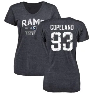 Marquise Copeland Women's Los Angeles Rams Distressed Name & Number Tri-Blend V-Neck T-Shirt - Navy