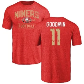 Marquise Goodwin San Francisco 49ers Distressed Name & Number Tri-Blend T-Shirt - Red