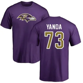 Marshal Yanda Baltimore Ravens Name & Number Logo T-Shirt - Purple