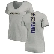 Marshal Yanda Women's Baltimore Ravens Backer V-Neck T-Shirt - Ash