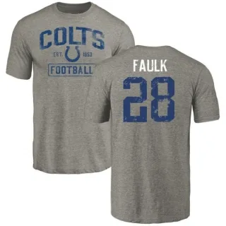 Marshall Faulk Indianapolis Colts Gray Distressed Name & Number Tri-Blend T-Shirt