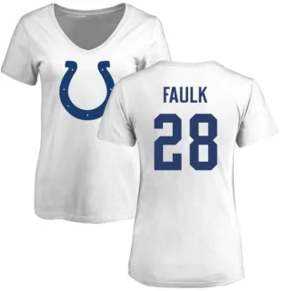 Marshall Faulk Women's Indianapolis Colts Name & Number Logo Slim Fit T-Shirt - White