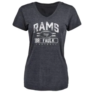 Marshall Faulk Women's Los Angeles Rams Flanker Tri-Blend T-Shirt - Navy