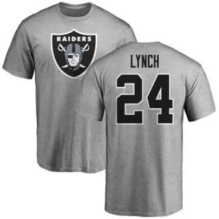 Marshawn Lynch Oakland Raiders Name & Number Logo T-Shirt - Ash