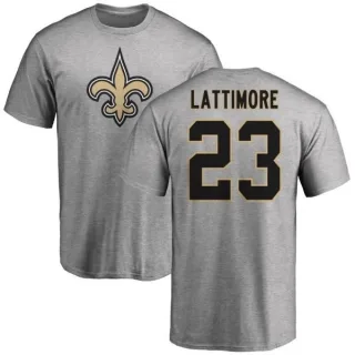 Marshon Lattimore New Orleans Saints Name & Number Logo T-Shirt - Ash