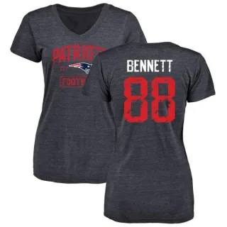 Martellus Bennett Women's New England Patriots Navy Distressed Name & Number Tri-Blend V-Neck T-Shirt