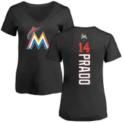 Martin Prado Women's Miami Marlins Backer Slim Fit T-Shirt - Black