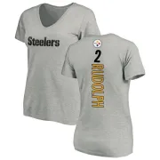 Mason Rudolph Women's Pittsburgh Steelers Backer V-Neck T-Shirt - Ash