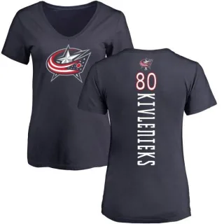 Matiss Kivlenieks Women's Columbus Blue Jackets Backer T-Shirt - Navy