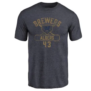 Matt Albers Milwaukee Brewers Base Runner Tri-Blend T-Shirt - Navy