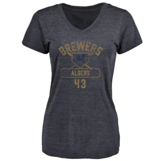 Matt Albers Women's Milwaukee Brewers Base Runner Tri-Blend T-Shirt - Navy