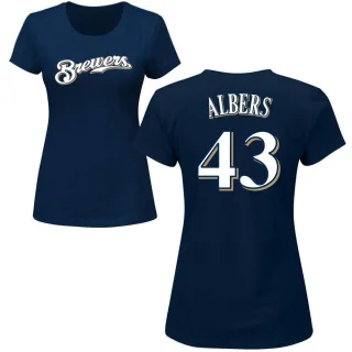 Matt Albers Women's Milwaukee Brewers Name & Number T-Shirt - Navy