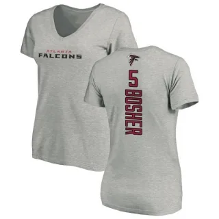 Matt Bosher Women's Atlanta Falcons Backer V-Neck T-Shirt - Ash