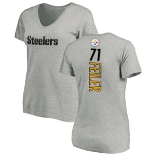 Matt Feiler Women's Pittsburgh Steelers Backer V-Neck T-Shirt - Ash