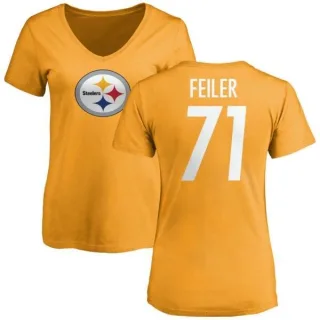 Matt Feiler Women's Pittsburgh Steelers Name & Number Logo Slim Fit T-Shirt - Gold