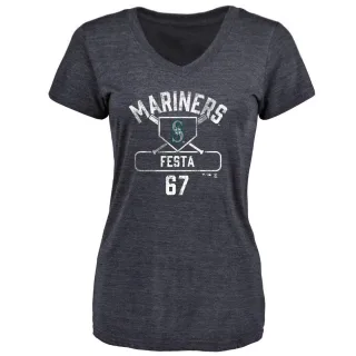 Matt Festa Women's Seattle Mariners Base Runner Tri-Blend T-Shirt - Navy