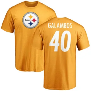 Matt Galambos Pittsburgh Steelers Name & Number Logo T-Shirt - Gold