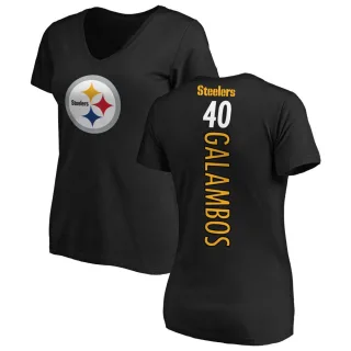 Matt Galambos Women's Pittsburgh Steelers Backer Slim Fit T-Shirt - Black