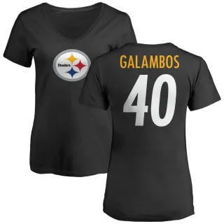 Matt Galambos Women's Pittsburgh Steelers Name & Number Logo Slim Fit T-Shirt - Black