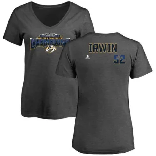 Matt Irwin Women's Nashville Predators 2017 Western Conference Champions Name & Number V-Neck T-Shirt - Heather Gray