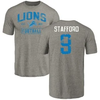 Matthew Stafford Detroit Lions Gray Distressed Name & Number Tri-Blend T-Shirt