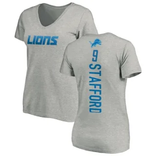 Matthew Stafford Women's Detroit Lions Backer V-Neck T-Shirt - Ash