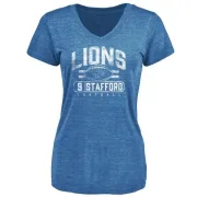 Matthew Stafford Women's Detroit Lions Flanker Tri-Blend T-Shirt - Blue