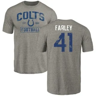 Matthias Farley Indianapolis Colts Gray Distressed Name & Number Tri-Blend T-Shirt