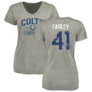 Matthias Farley Women's Indianapolis Colts Heather Gray Distressed Name & Number Tri-Blend V-Neck T-Shirt