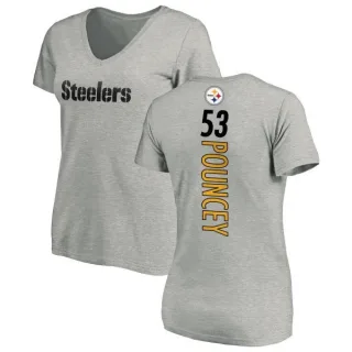 Maurkice Pouncey Women's Pittsburgh Steelers Backer V-Neck T-Shirt - Ash