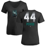 Max Povse Women's Seattle Mariners Midnight Mascot V-Neck T-Shirt - Black