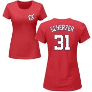 Max Scherzer Women's Washington Nationals Name & Number T-Shirt - Red