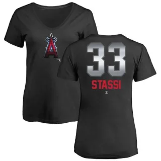 Max Stassi Women's Los Angeles Angels Midnight Mascot V-Neck T-Shirt - Black